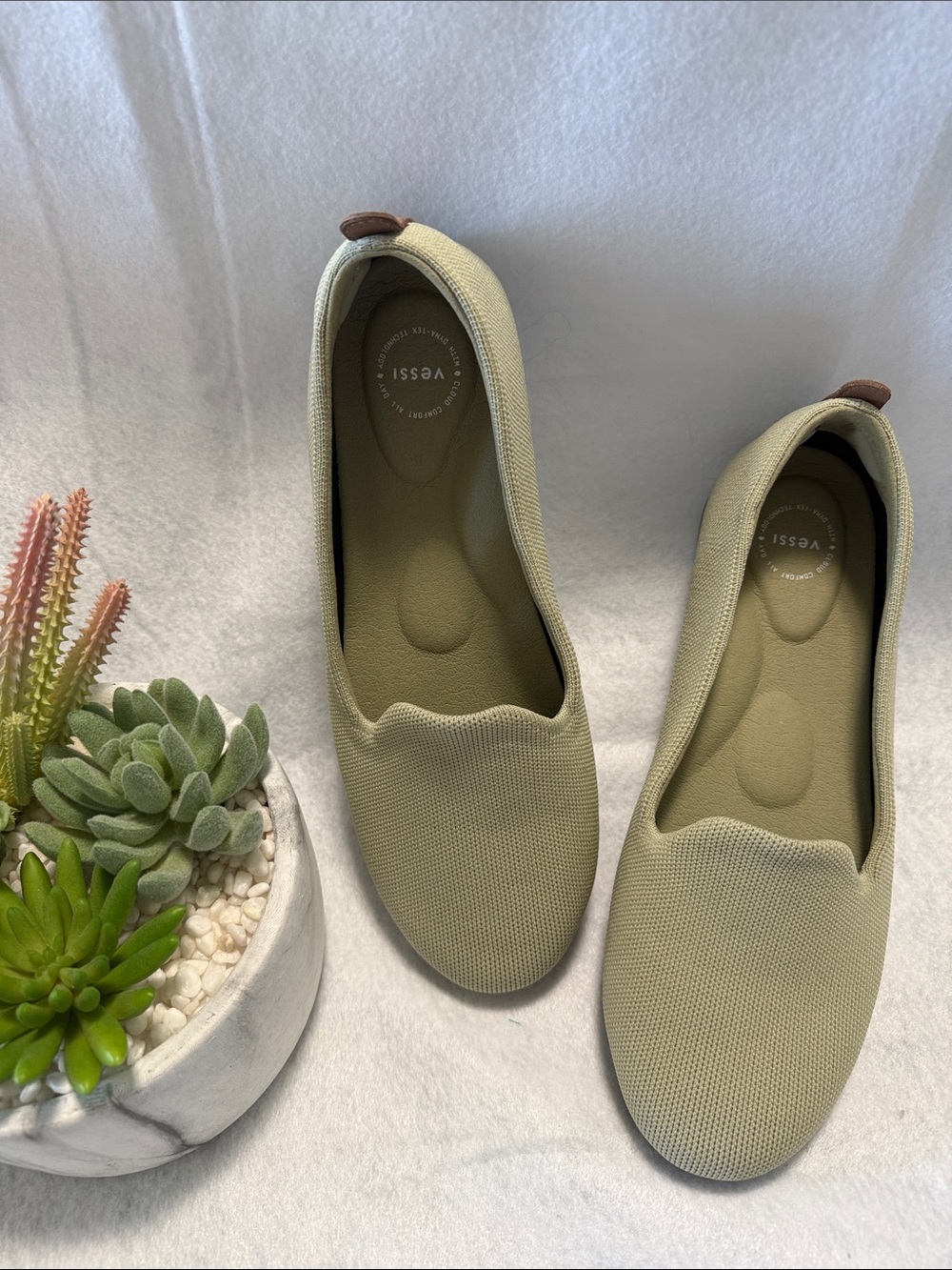 Vessi Pale Green Slip-On Women's Waterproof Flats